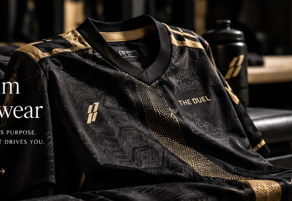 Illustrative black and gold sports jersey